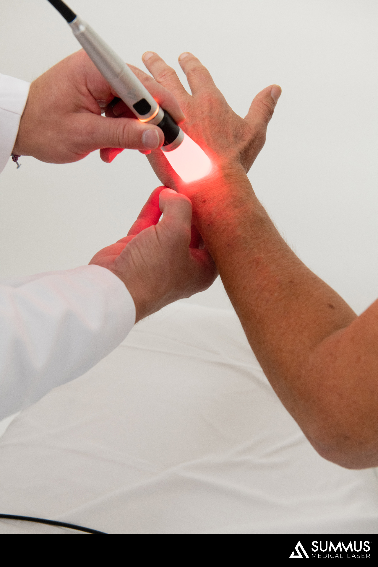 Medical laser therapy on hand
